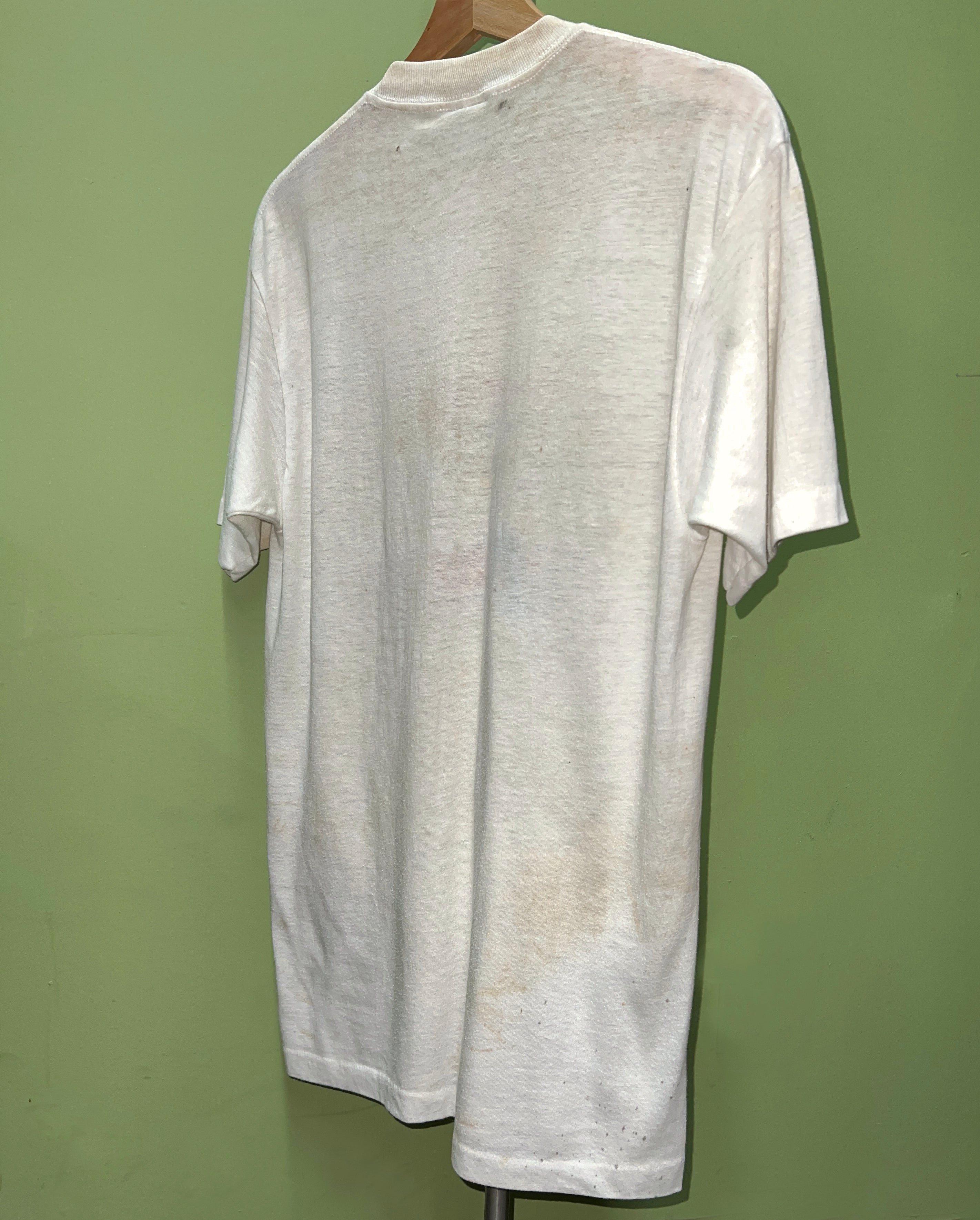 Vtg 80s Paper Thin Destroyed Auto Mechanic Tee