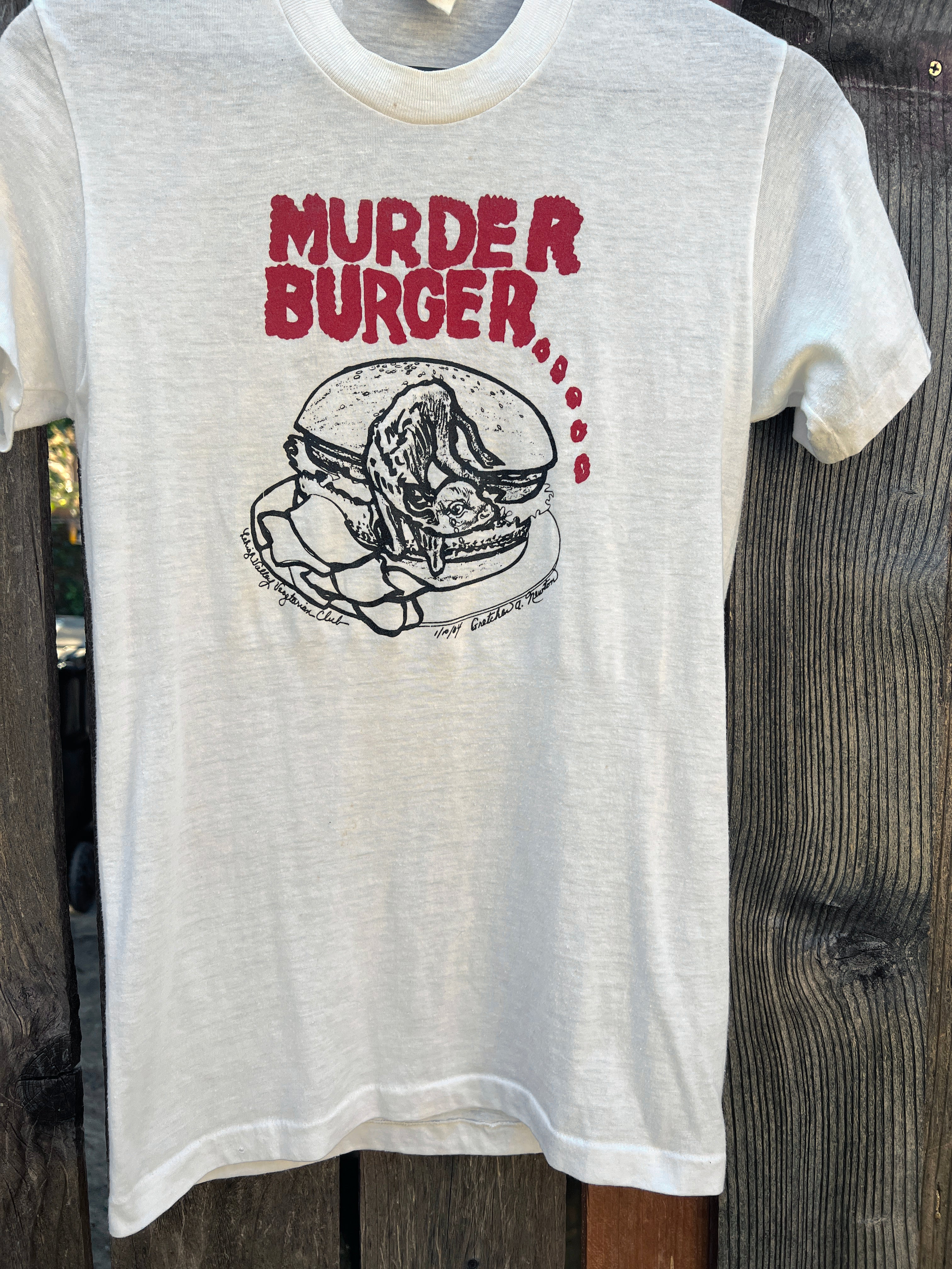 Vintage 1984 Murder Burger Tee Rare Size XS/S