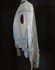 Vtg 1960s Woodstock Destroyed Denim Jacket W/ Astrology Back Patch